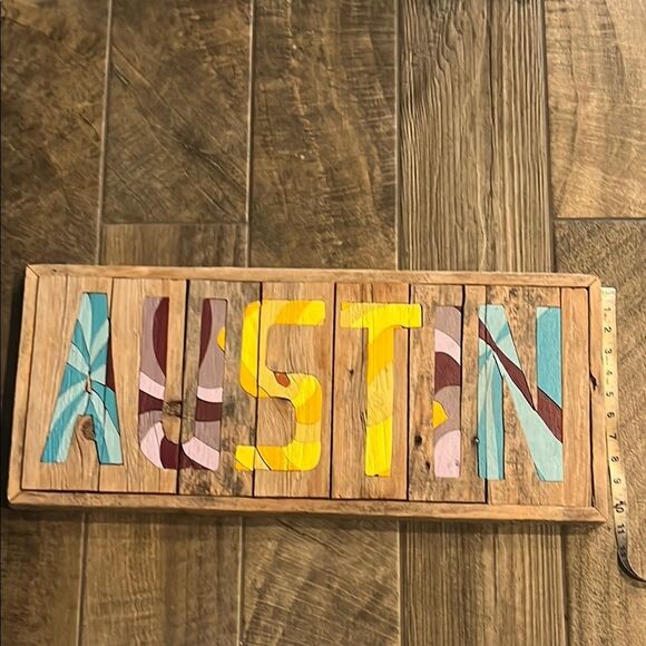 Colorful Wood Austin Sign - Picture 3 of 3